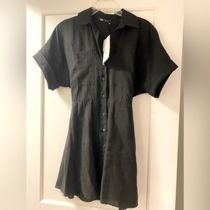Zara Black Collar Mini Dress, NWT size XS
